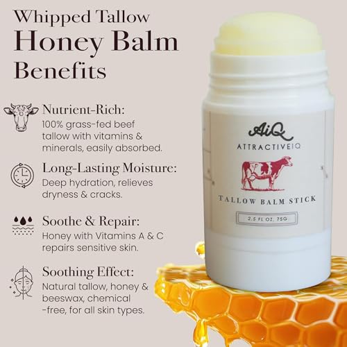 New Zealand Grass Fed Ethically-Sourced Beef Tallow for Skin? Stick with Vitamin E, Raw Honey, Olive Oil ? Premium Ingredients & Cruelty-Free Tallow Face Moisturizer, Longevity & Firming (2.5 oz)
