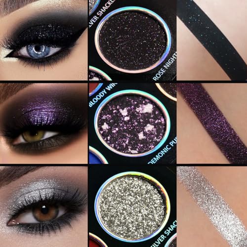 Multichrome Eyeshadow Palette with 12 Vibrant Colors for Gothic and Creative Looks