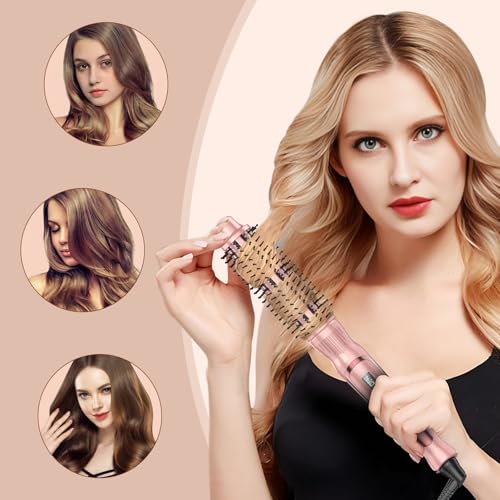 Pink 1.25 Inch Heated Curling Brush for Soft, Silky Curls & Frizz Control