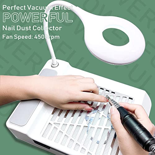 Nail Dust Collector Vacuum with LED Lamp & Accessories for Salon & Home Use