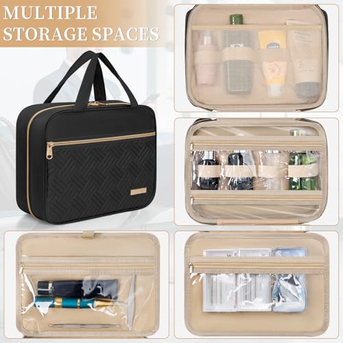 Large Water-Resistant Hanging Toiletry Bag for Travel - Black