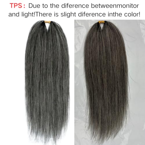 Grey Salt and Pepper Crochet Hair 12 Inch 50 Strands - Reusable Human Hair Bundles for Black Women, Invisible Knotless Style - #Grey Straight-50Strands / 12IN