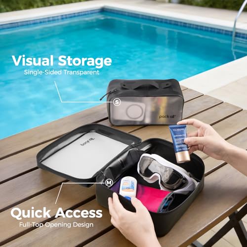 Pack All Medium Frosted Clear Travel Organizer Pouch - Lightweight TPU Zipper Bag