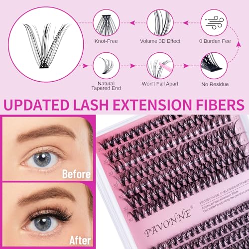 DIY Eyelash Extensions Kit - 280 Pcs Individual 30D & 40D Lashes (9-16mm) with Glue, Bond & Seal, Tweezers - Professional, Natural Look, Easy to Apply at Home