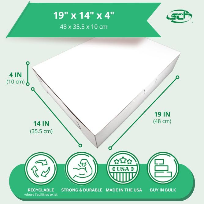 Southern Champion Tray 1029 White Non-Window Sheet Cake & Utility Box 19" x 14" x 4" (Case of 50)