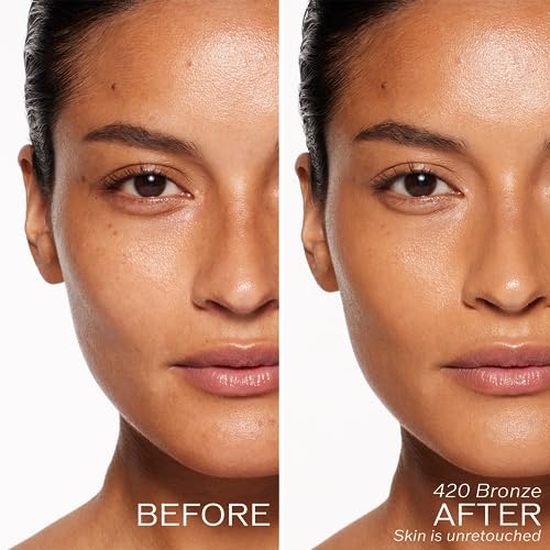 Shiseido RevitalEssence Skin Glow Foundation SPF 30, 420 Bronze - Buildable, Medium Coverage - 24-HR Hydration & 12-HR Wear - Transfer, Crease & Fade Resistant - Non-Comedogenic - All Skin Types