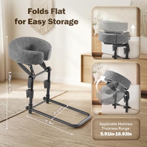 Dark Gray Massage Headrest for Bed with Face Cradle & Pillow - Portable Relaxation