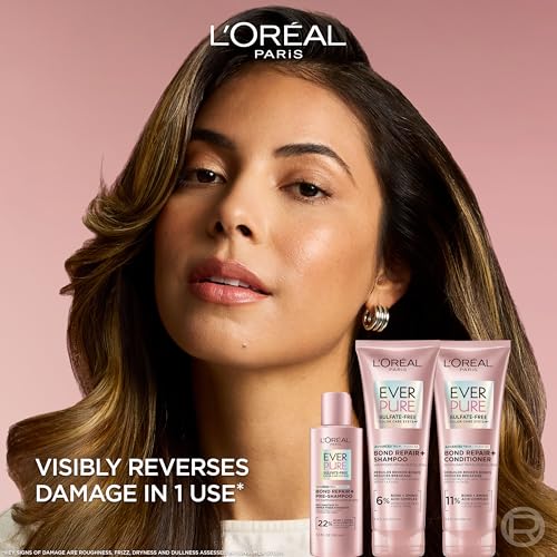 L'Oreal Paris EverPure Bond Repair+ Shampoo 23 Fl Oz Pack of 2 - Sulfate-Free Damaged Hair Care