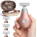 Mini Bikini Trimmer for Women - Intimate Pubic Hair Removal, Electric Body Groomer, Small Portable Wet/Dry Shaver, Magnetic Blade, USB-C Rechargeable with Travel Case, Easy to Clean (Gold)