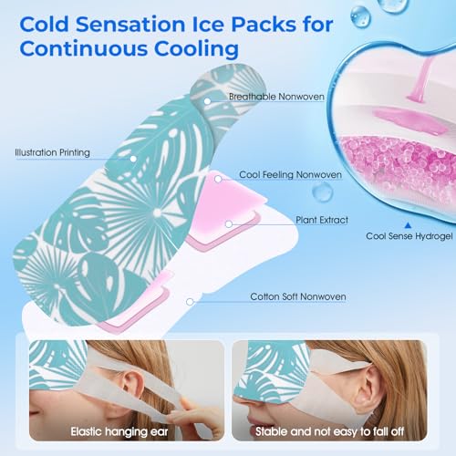 Hydrogel Self Cooling Eye Mask,Cold Eye Mask for Puffy & Burning Eyes,Cold Compress for Fast Relief with Fatigue and Headaches, Individually Wrapped Cool Care Travel Essentials,32 Packs