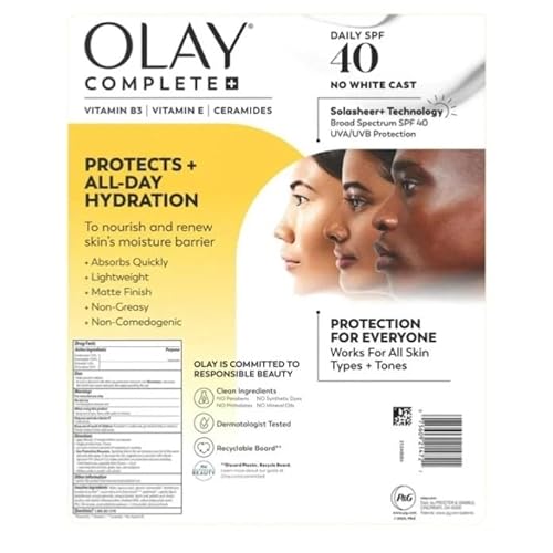 Daily Facial Moisturizer with SPF 40 Sunscreen, 2 Pack, 177 mL (6.0 FL OZ) each, 354 mL (12.0 FL OZ) Total