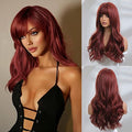 Dark Red Burgundy Wavy Wig for Women - Realistic Synthetic Hair, Heat Resistant, Long Layered Style, Suitable for Halloween & Cosplay