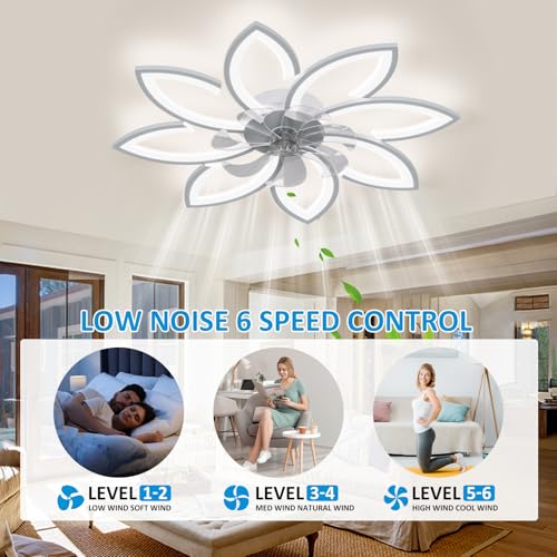 White 35-Inch Ceiling Fan with Lights & Remote - Low Profile Flush Mount