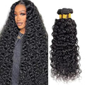 Black Water Wave Human Hair Bundles - 14 16 18 Inch, 3 Pack, Virgin Remy, Natural #1B