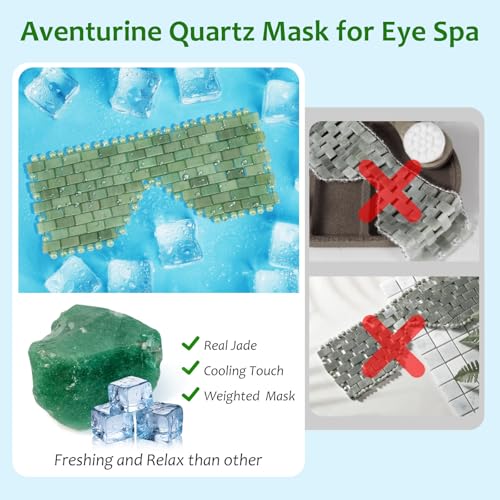 Relaxing Jade Eye Mask - Light Green Beaded Eye Cover for Hot & Cold Therapy