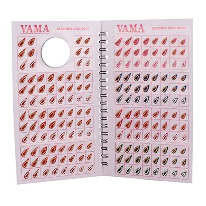 Fashions Tilak Tear Drop Shape Stone Border Bindi Kumkum Sticker Designer Indian Bridal Bindi Book for Women, Mix Size Multicolour