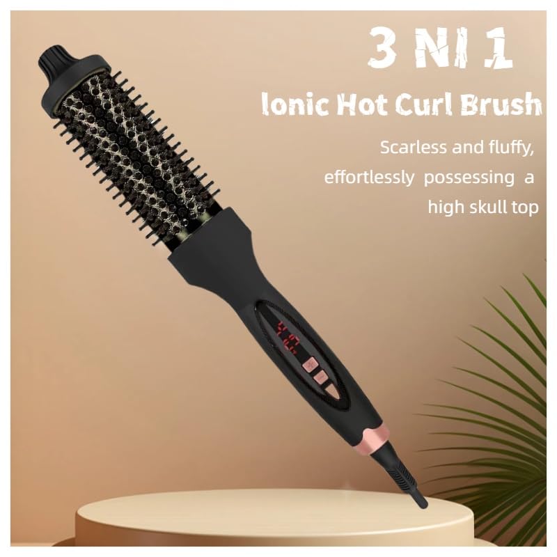 IUI Beauty Thermal Brush, IUI Beauty 3-in-1 Negative Ion Thermal Brush, Perfect Style in 30 Seconds, Snag-Free bristles for a Smooth, Seamless Glide, Up to 410°F Leafverve((Black)