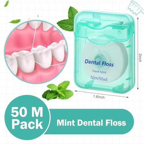 FillTouch Mini Dental Floss Bulk Pack - Mint Flavored 50m Each, Green Variation, 36 Boxes