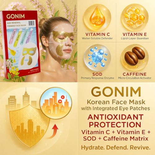 GONIM Eye Patches Eye Mask with Integrated Korean Face Mask-Collagen Peptides,Salmon DNA PDRN, Retinol & Caffeine, Eye Patches for Puffy Eyes and Dark Circles Korean Skin Care Anti Aging 35ml/1.18ozx8
