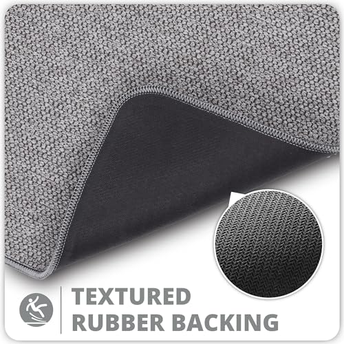 Grey 3'x6' Ultra Thin Non-Slip Bathroom Runner Rug - Quick Dry, Machine Washable