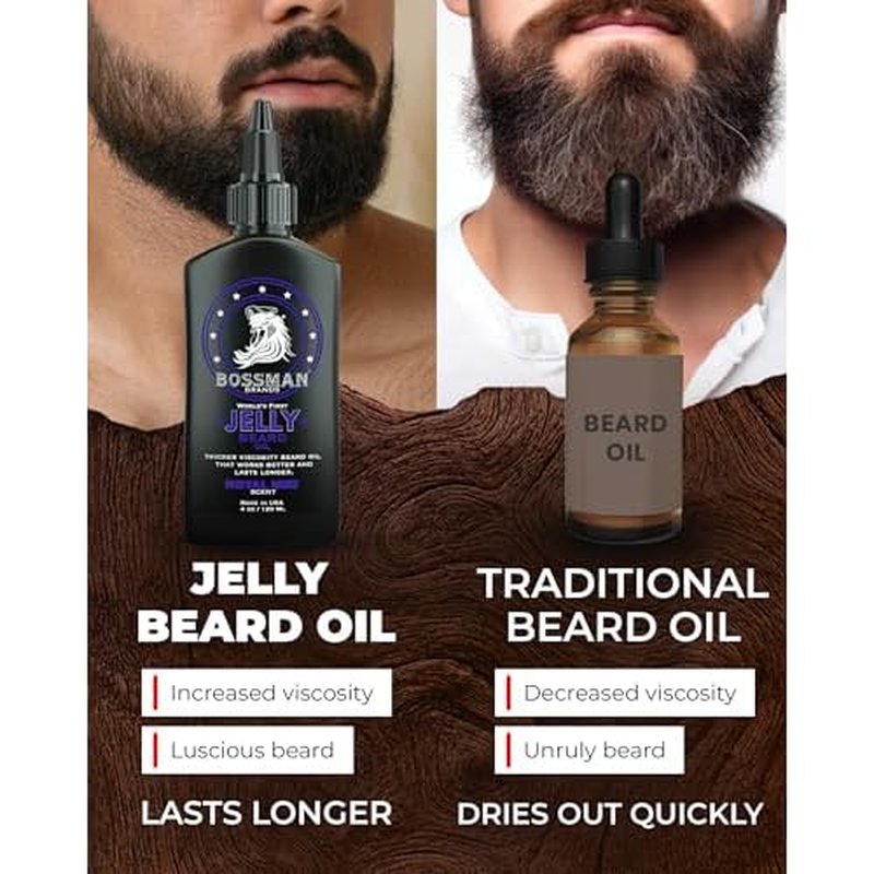 Bossman Jelly Beard Oil for Men (4 oz, Royal Oud Scent) ? Softens, Moisturizes & Conditions with Natural Ingredients