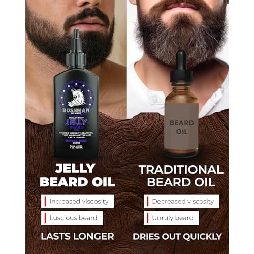 Bossman Jelly Beard Oil for Men Bundle | 2 Pack, 8 oz (Royal Oud + Vetiver X Scents) | Softens, Moisturizes & Conditions with Natural Ingredients ? Made in the USA