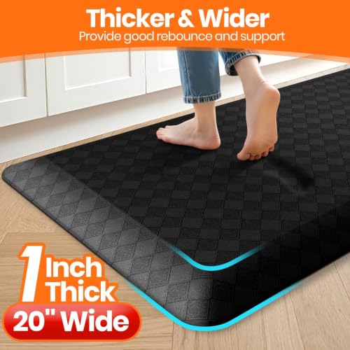 1-Inch Thick Water-Resistant Kitchen Mat - Non-Slip Support for Floor, Black, 48 x 20 Inches (Variation of THIS listing)