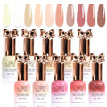 JR HEMA Free Gel Polish 12ml 10colors UV Jelly Nude Pink Gel Polish Set Soak off Gel Nail Polish Semi-Cured Long Lasting Polish Gifts for Women A