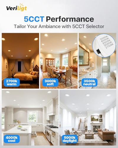 12 Pack 5/6 Inch LED Recessed Can Lights Dimmable 5 Color Temperatures