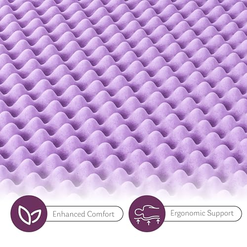 MLILY 3 Inch Egg Crate Memory Foam Mattress Topper - Full Size, Purple, Lavender Scent