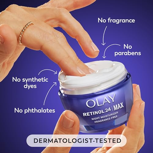 Olay Retinol Face Moisturizer, 24 MAX Anti-Aging Night Cream for Women, Fragrance-Free, Anti-Wrinkle Skin Care (1.7 oz) & Trial Size Retinol Cleansing Melts, Water-Activated Face Wash (12 ct)