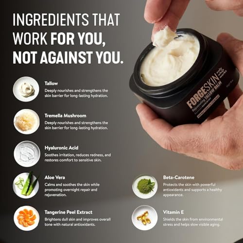 Forge Skin Beef Tallow Balm Moisturizer for Men 1.7 oz - Anti-Aging Face & Body Hydration