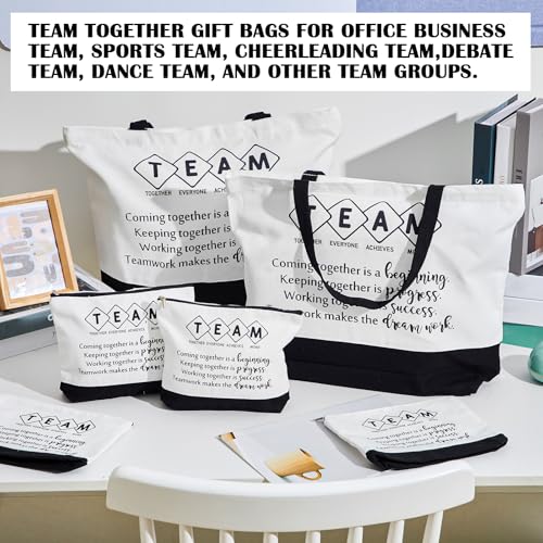 Cunno 12 Pcs Team Appreciation Tote Bag Women Employee Gift Team Together Canvas Makeup Bags for Worker Staff Coworker Nurse Teacher