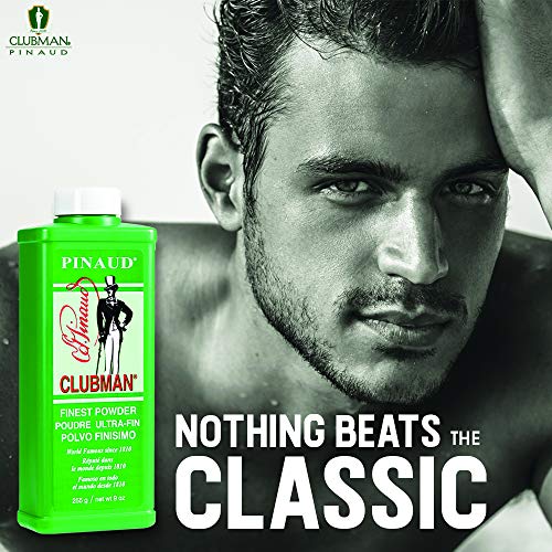 Clubman Pinaud Finest Powder, Classic White Powder for Men, Protection Against Sweat and Body Odor, 9 oz x 1 Pack