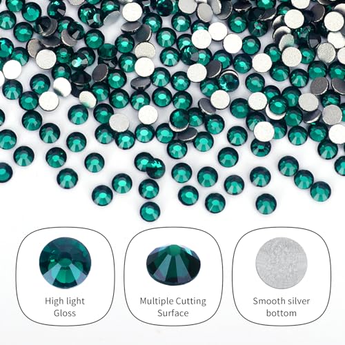 Emerald Flat Back Rhinestones Bulk SS20 10,000 Pieces for Nails Crafts Jewelry