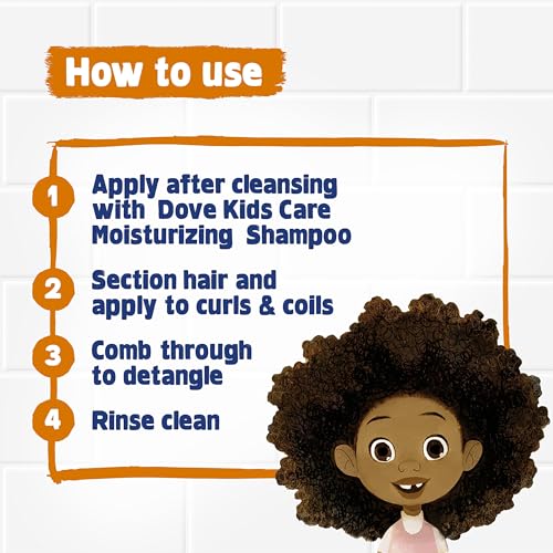 Dove Kids Shampoo & Conditioner Set with Shea Butter & Coconut Oil + 2-in-1 Detangler Spray, ¡°Hair Love¡± Wavy, Coily, Curly Hair Products for Kids