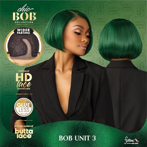Sensationnel Chic Bob Lace Front Wig - Synthetic, Pre-Plucked, SAPPHIRE GREEN