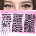 wiwoseo Flora Lash Clusters Kit Wispy Eyelash Clusters D Curly Flaunt Eyelash Extensions Kit DIY Lash Extension Kit Natural Individual Lashes Clusters with Clear Bond and Seal for Beginners (10-14MM)