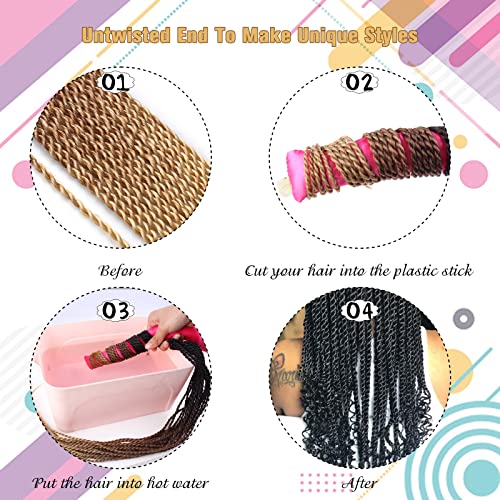 ZRQ 8 Pack Senegalese Twist Crochet Hair 18 Inch Ombre Blonde Pre Looped Synthetic Braids – Small Havana Twist for Women & Kids, 27/613#