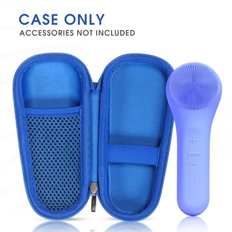 Hard Carry Case Compatible with N?graCoola CLIE Sonic Facial Cleansing Brush, Waterproof Case Storage Carrying Holder Fits for Silicone Face Scrubber and Charging Cable (Box Only), Blue