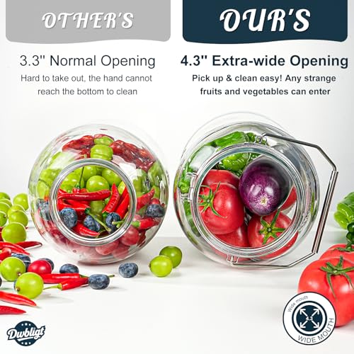 1.5 Gallon Glass Food Storage Jars with Airtight Lids - 2 Pack with Handles & Base