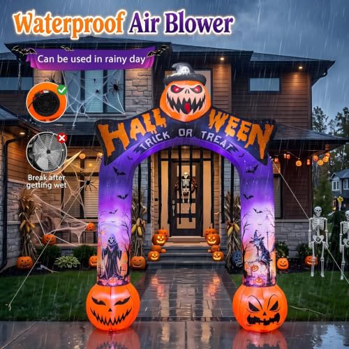 10 FT Halloween Inflatable Archway with Built-in LED Lights for Outdoor Yard Decor