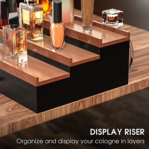 Sephyroth Black Walnut 3-Tier Cologne Organizer with Drawer Storage for Men