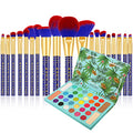 Docolor 19Pcs Bastet Cat Makeup Brushes Set + 34 Colors Tropical Eeyshadow Palette Ultra Pigmented Matte Shimmer Metallic Natural Blendable Soft Cream Powder Long Lasting Waterproof Make Up Eye Shadow