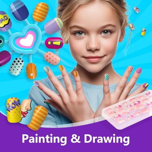 Kids Nail Polish Set with 4 Nail Art Pens, Dryer & Accessories - Safe & Non-Toxic