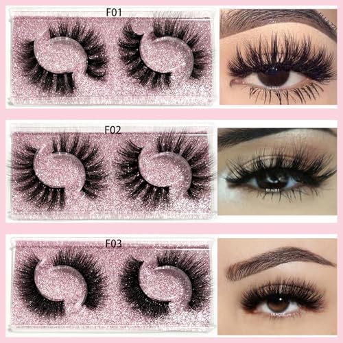 False Eyelashes Bulk Pack - 36 Pairs, 9 Styles, Reusable Vegan Mink Look - 18 Pack