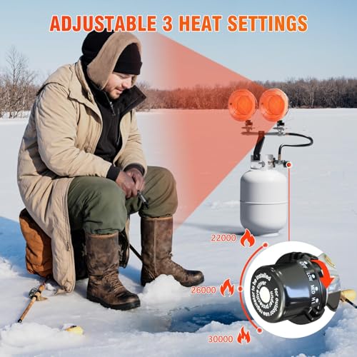 Silver Double Tank Top Propane Heater 30,000 BTU Portable Radiant Heater