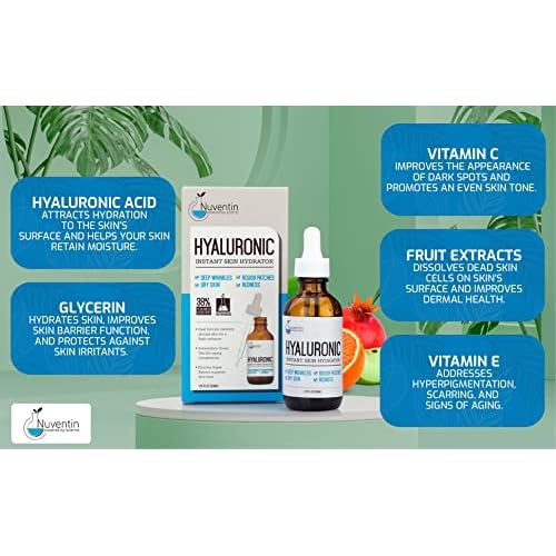 Hyaluronic Acid Serum Anti Aging Skin Care Facial Booster For Face - Hydro-Boost Moisturizer Booster W/Vitamin C & Vitamin E For Wrinkles, Fine Lines, Dark Spots, & Dry Skin, 1.75 Fl Oz