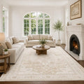 Beige 8x10 Area Rug for Living Room & Bedroom Washable Non-Slip Carpet