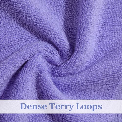 Purple Series 15-Pack Cotton Washcloths - Soft, Absorbent Face & Body Towels
